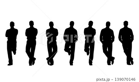 Black Solid Agents Leaning Wall Silhouettes Set of Six Black Solid Agents Leaning Wall Silhouettes Set of Six 139070146