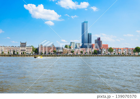 Panoramic view of the city skyline and skyscrapers in Rotterdam Panoramic view of the city skyline and skyscrapers in Rotterdam 139070370