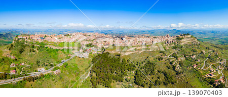 Enna city centre aerial panoramic view, Sicily Enna city centre aerial panoramic view, Sicily 139070403