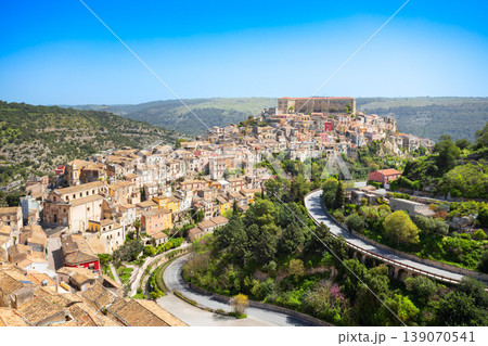 Ragusa city aerial panoramic view in Sicily, Italy Ragusa city aerial panoramic view in Sicily, Italy 139070541