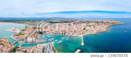 Syracuse city port aerial panoramic view, Sicily Syracuse city port aerial panoramic view, Sicily 139070578