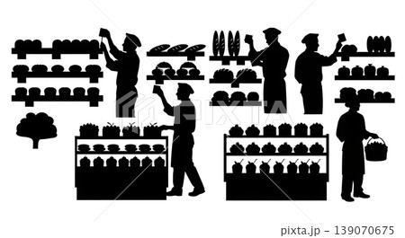 Black Solid Bakers Pricing Shelf Items Set of Six on White Background 139070675