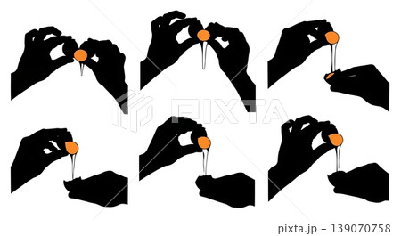 Black Solid Bakers Separating Eggs Set of Six on White Background Black Solid Bakers Separating Eggs Set of Six on White Background 139070758