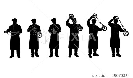 Black Solid Bakers Twisting Pretzels Set of Six on White Background 139070825