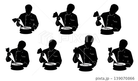 Black Solid Bakers Writing on Cakes Set of Six on White Background 139070866