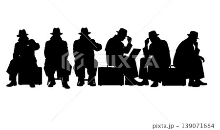 Black Solid Agents Worried Smartphone Silhouettes Set of Six Black Solid Agents Worried Smartphone Silhouettes Set of Six 139071684