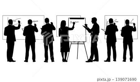Black Solid Agents Writing Whiteboard Silhouettes Set of Six Black Solid Agents Writing Whiteboard Silhouettes Set of Six 139071690