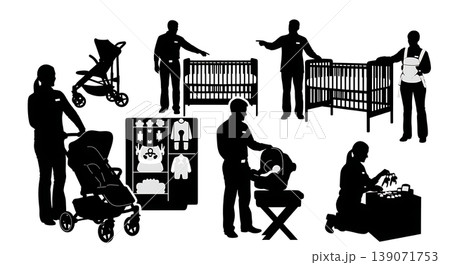 Black Solid Baby Gear Showroom Associates Set of Six on White Background 139071753