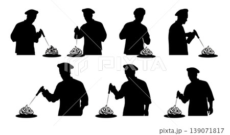 Black Solid Bakers Using Blowtorches Set of Six on White Background 139071817