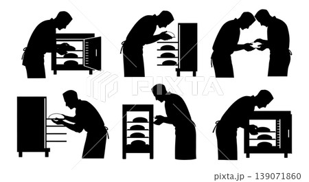 Black Solid Bakers Checking Proofing Dough Set of Six on White Background Black Solid Bakers Checking Proofing Dough Set of Six on White Background 139071860