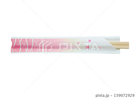 割り箸と箸袋（ピンク）の切り抜き素材（透過PNG） 139072929