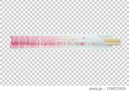 割り箸と箸袋（ピンク）の切り抜き素材（透過PNG） 139072929