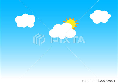 青空に白い雲と黄色の太陽のイラスト 139072954