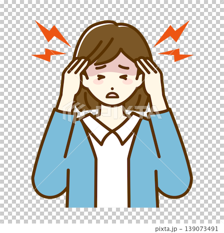 頭痛がしている女性のイラスト 139073491