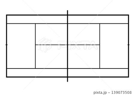 Black vector illustration of tennis court outline with clean white lines Black vector illustration of tennis court outline with clean white lines 139073508