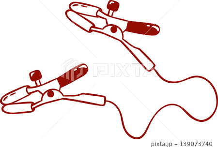 nipple clamps, adult sex toy, accessories for bdsm sex games, simple linear red icon, doodle and sketch style nipple clamps, adult sex toy, accessories for bdsm sex games, simple linear red icon, doodle and sketch style 139073740