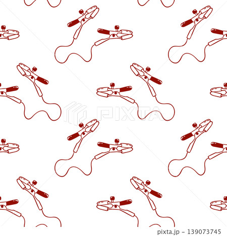 Red line pattern of a nipple clamps, adult sex toy, accessories for bdsm sex games, simple doodle repeat. Minimalist design for gift wrap Red line pattern of a nipple clamps, adult sex toy, accessories for bdsm sex games, simple doodle repeat. Minimalist design for gift wrap 139073745
