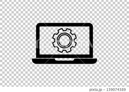 Laptop Settings Icon With Gear Symbol on Computer Screen Representing Technology and Software Configuration Laptop Settings Icon With Gear Symbol on Computer Screen Representing Technology and Software Configuration 139074389