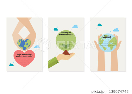 Collection of Hand with planet earth and writing prompt. 139074745