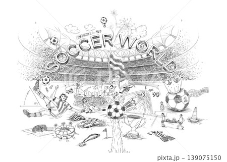 Hand drawn soccer doodle 139075150