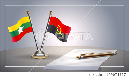 Small national flag of Myanmar and Angola flag Relation, Template Vector Illustration Small national flag of Myanmar and Angola flag Relation, Template Vector Illustration 139075337