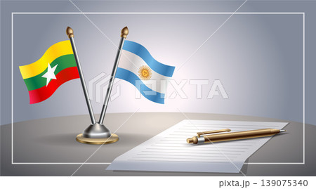 Small national flag of Myanmar and Argentina flag Relation, Template Vector Illustration Small national flag of Myanmar and Argentina flag Relation, Template Vector Illustration 139075340