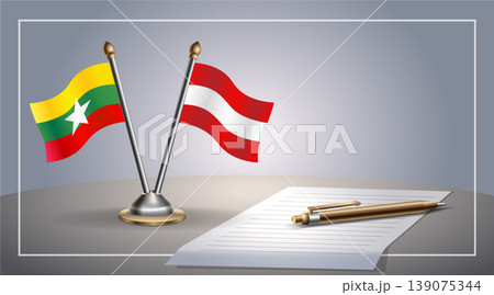 Small national flag of Myanmar and Austria flag Relation, Template Vector Illustration Small national flag of Myanmar and Austria flag Relation, Template Vector Illustration 139075344