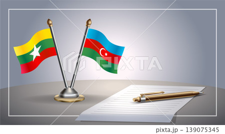Small national flag of Myanmar and Azerbaijan flag Relation, Template Vector Illustration 139075345