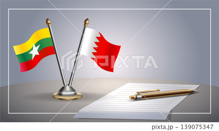 Small national flag of Myanmar and Bahrain flag Relation, Template Vector Illustration Small national flag of Myanmar and Bahrain flag Relation, Template Vector Illustration 139075347