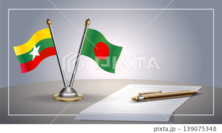 Small national flag of Myanmar and Bangladesh flag Relation, Template Vector Illustration Small national flag of Myanmar and Bangladesh flag Relation, Template Vector Illustration 139075348