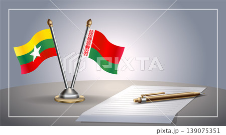 Small national flag of Myanmar and Belarus flag Relation, Template Vector Illustration Small national flag of Myanmar and Belarus flag Relation, Template Vector Illustration 139075351