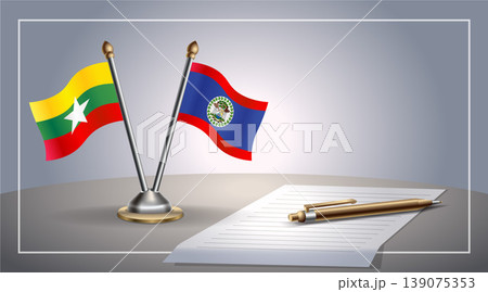 Small national flag of Myanmar and Belize flag Relation, Template Vector Illustration Small national flag of Myanmar and Belize flag Relation, Template Vector Illustration 139075353