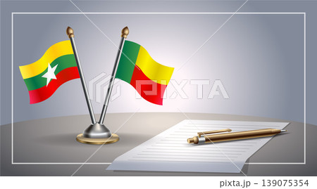 Small national flag of Myanmar and Benin flag Relation, Template Vector Illustration Small national flag of Myanmar and Benin flag Relation, Template Vector Illustration 139075354
