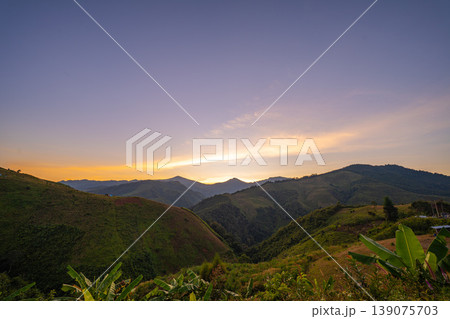 Majestic Highlands Under a Dramatic Sunset Sky 139075703