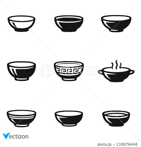 Bowl icon set collection in black design. 139076448