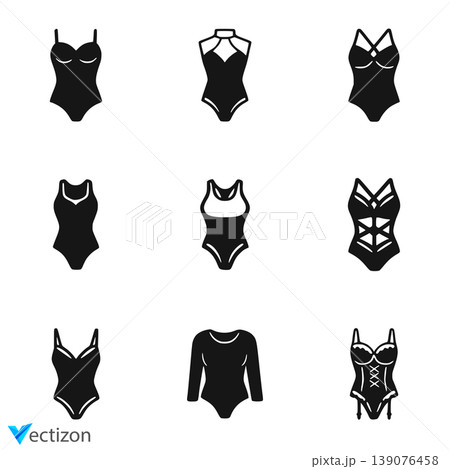 A set of fashionable icons. Bodysuit icons pack A set of fashionable icons. Bodysuit icons pack 139076458