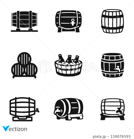Beer Tub icon set Creative Vector Icon Design 139076593