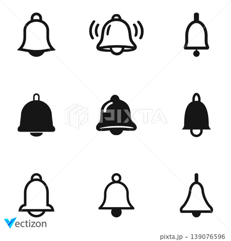 Message bell icon set. Bell downloadable graphics for web and app design Message bell icon set. Bell downloadable graphics for web and app design 139076596