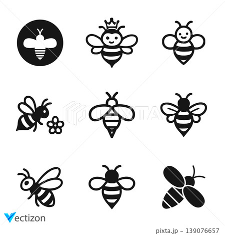 Bee icon. Bumblebee pictogram. Honey bee vector 139076657