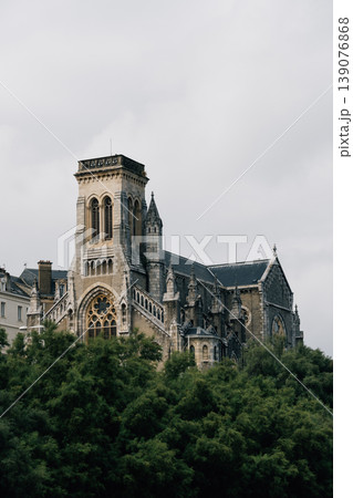 Biarritz Church and Buildings on a Cloudy Day 139076868