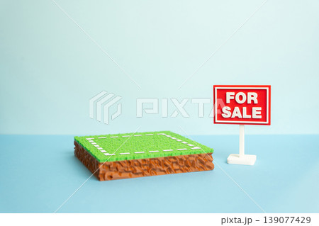 A plot of land is for sale. The plot area has a green lawn and a For Sale sign. Real estate opportunities support investment, development and property ownership. A plot of land is for sale. The plot area has a green lawn and a For Sale sign. Real estate opportunities support investment, development and property ownership. 139077429