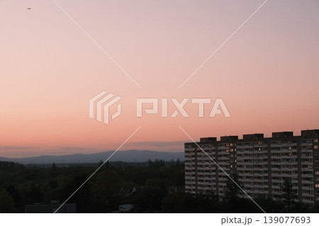 sunset over city sunset over city 139077693