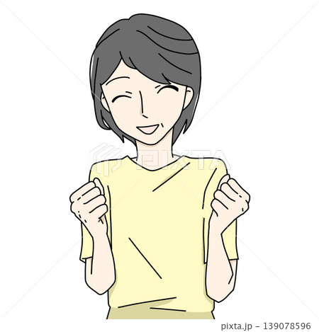 ガッツポーズをする女性のイラスト・やる気・応援・頑張る 139078596