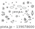 手書き風の春の花イラスト素材(グレー) 139078600