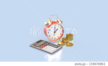 Time Management And Financial Planning Concept With Clock Coins And Calculator 3d render. 139078961