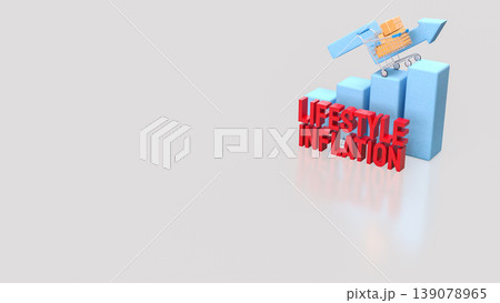 Lifestyle Inflation Growth Concept With Rising Spending And Shopping Cart Trend 3d render. 139078965
