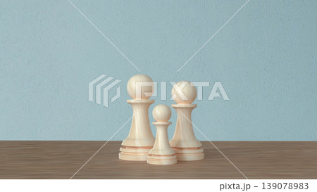 Wooden Chess Pawns Teamwork Leadership And Strategy Concept 3d render. 139078983
