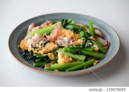 豚肉と小松菜の中華風卵炒め 豚肉と小松菜の中華風卵炒め 139079005