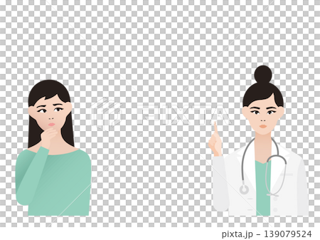 Vector illustration of a female doctor explaining to a worried and anxious female patient. 139079524