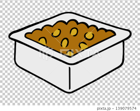 Hand-drawn illustration of natto (fermented soybeans) in a pack. 139079574